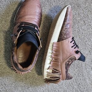 Esse Ut Esse Fringe Sneakers Leather Pink Black Women's EU40/9/9.5 Italian